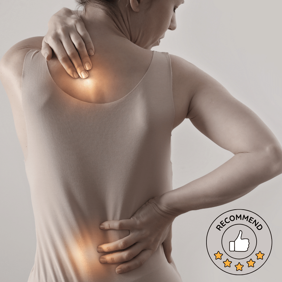 image of A woman experiencing back pain and neck pain. Ergophyx help Employee's help to prevent these diseases via wellness program